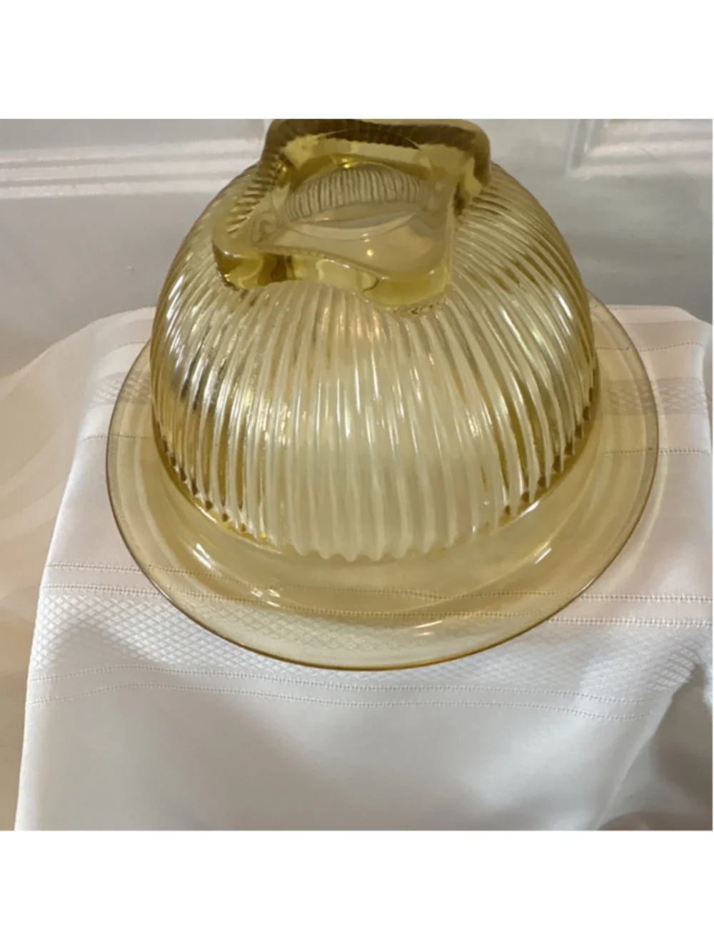 Yellow Glass Ribbed Round bowl - Picture 6 of 7